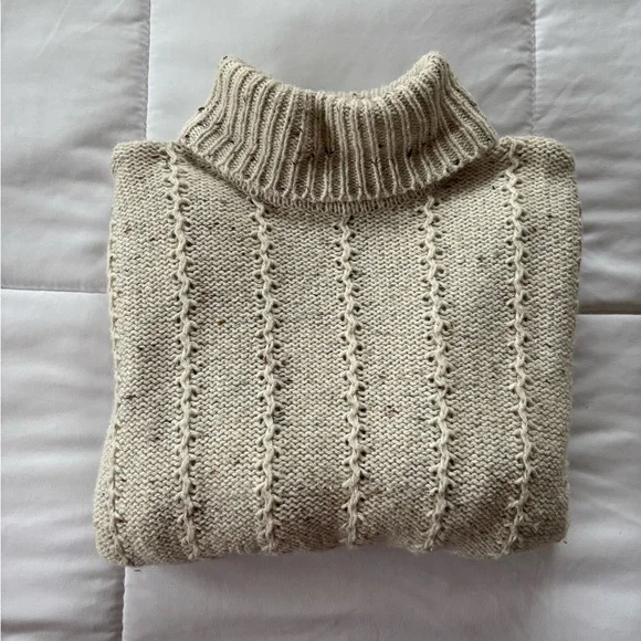 Dressbarn Textured Cream Turtleneck Sweater - Picture 1 of 5